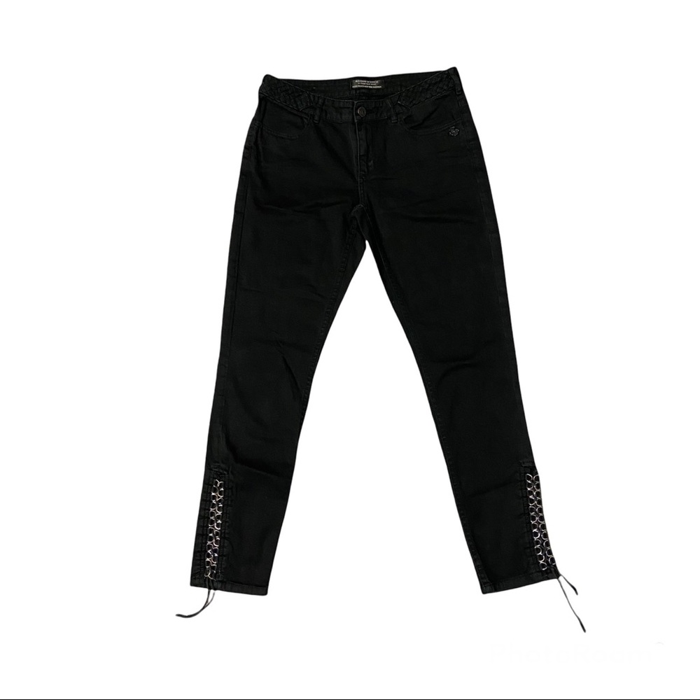 MAISON SCOTCH Women’s Black Skinny Jeans Lace Up Detailing Size 28